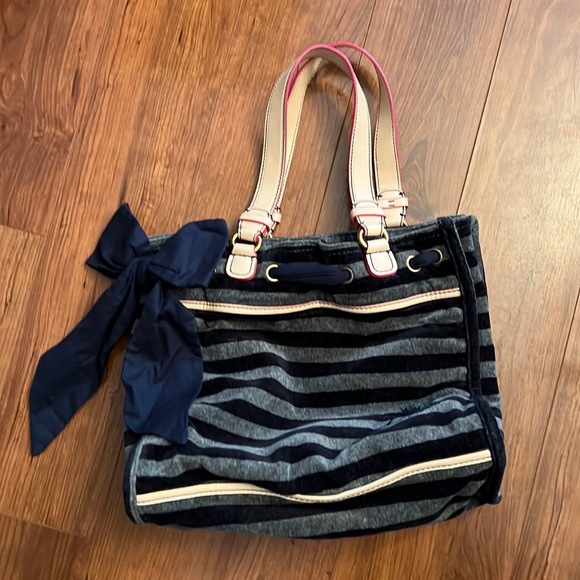 Juicy Couture striped velour tote. - Picture 1 of 4